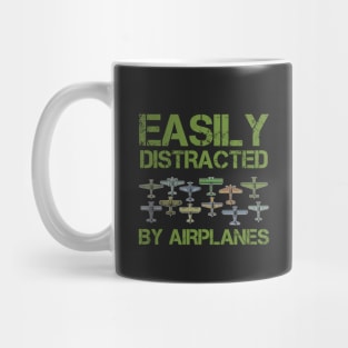 Easily Distracted By Airplanes, Vintage Aircraft Mug